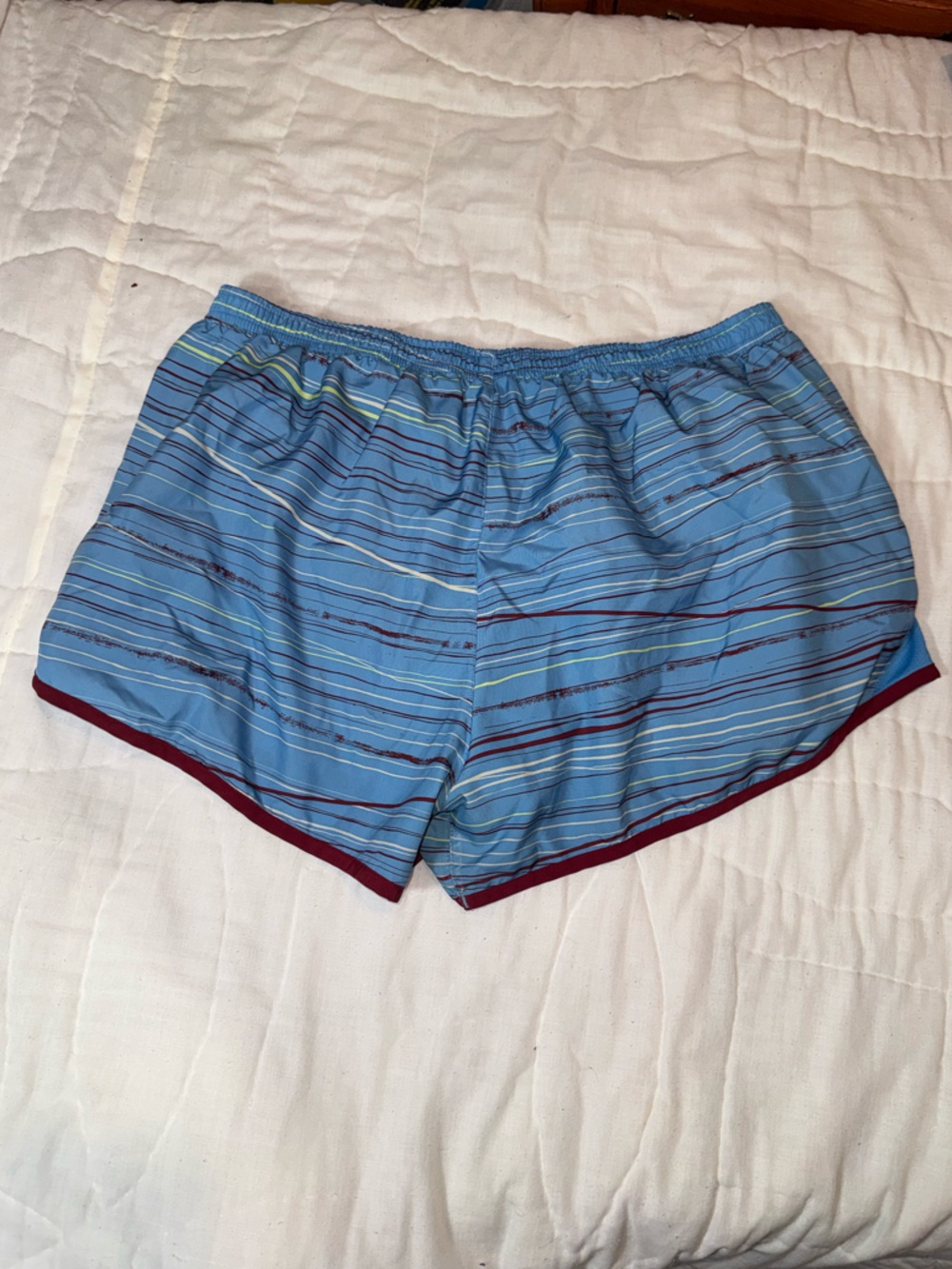 Nike Blue Shorts with Multi-Color Stripes